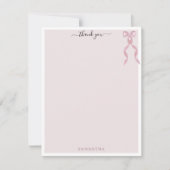 Fancy Roze Bow Thema Girly Gepersonaliseerde brief Bedankkaart (Voorkant)