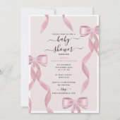 Fancy Roze Bow Theme Girly Baby shower Kaart (Voorkant)