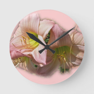 Fancy-roze dagbladen ronde klok