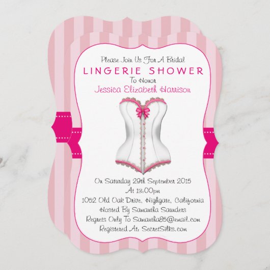 Fancy roze en witte corset laire schoeisel kaart (Voorkant / Achterkant)