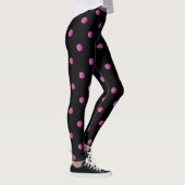 Fancy roze en zwarte Retro Polka Dot Leggings (Rechts)