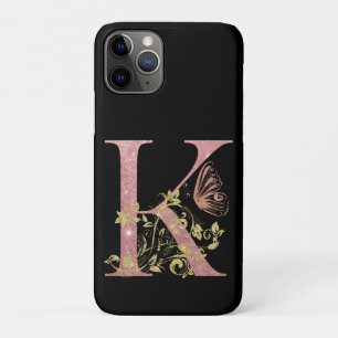 Fancy roze glitter Letter K iPhone 11 Pro Hoesje