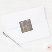 Fancy roze glitter Letter K Vierkante Sticker (Envelop)