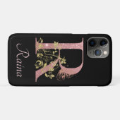 Fancy roze glitter Letter R Persoonlijk Case-Mate iPhone Case (Achterkant (horizontaal))