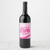 Fancy Roze Glitter Party Aangepaste Naam Wijn Etiket (Voorkant)