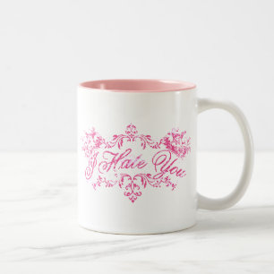 Fancy Roze ik haat je Tweekleurige Koffiemok