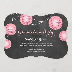 Fancy Roze Lantern Afstuderen Invitation Kaart