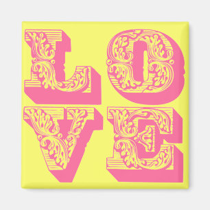 Fancy roze liefdesplein magneet