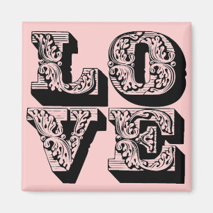 Fancy roze liefdesplein magneet