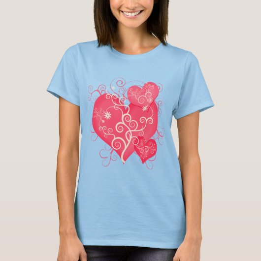 Fancy roze meisje hoort Abstracte kunst T-shirt (Voorkant)