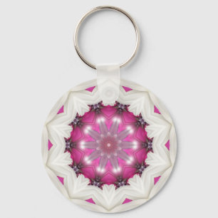 Fancy roze ster sleutelhanger