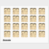 Fancy Rozen Quinceanera Gold Square Sticker (Vel)