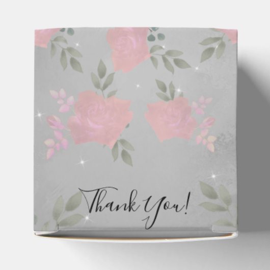 Fancy Rozen Quinceanera Silver Favor Box Bedankdoosjes (Bovenkant)