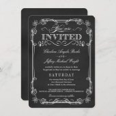 Fancy Rustic Chalkboard Wedding Invitations Kaart (Voorkant / Achterkant)