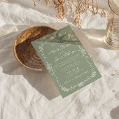 Fancy Sage Green Floral Boho Botanical Wedding Kaart