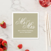 Fancy salie groen Mr. & Mrs bruiloft party servett Servet (Insitu)