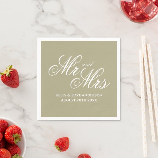 Fancy salie groen Mr. & Mrs bruiloft party servett Servet (Insitu)