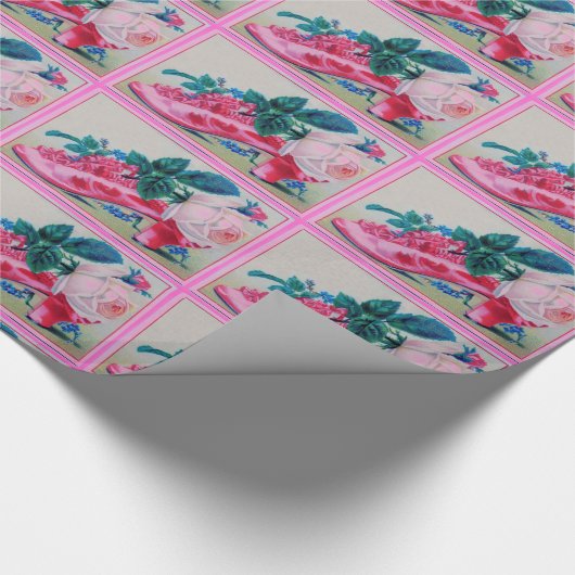 Fancy schoen met Rozen Cadeaupapier (Hoek)