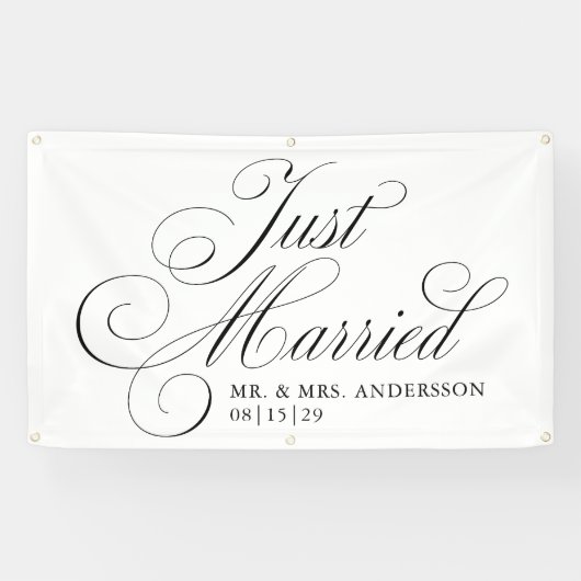 Fancy Script 4 Just Married Car Banner (Horizontaal)