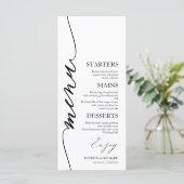 Fancy Script 4x9 Bruiloft Menu Kaart Voor Bord (Staand voorkant)