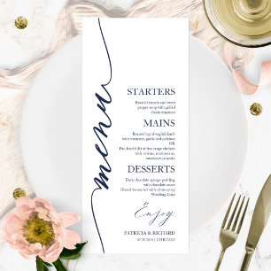 Fancy Script 4x9 Trouw Menu Kaart Voor Bord