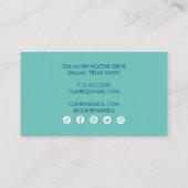 Fancy Script Aqua Chic Minimale sociale media pict Visitekaartje (Achterkant)