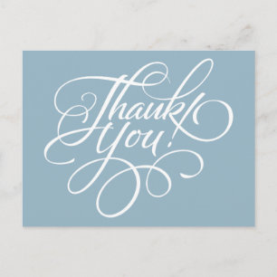 Fancy script Aquamarine Blue bedankkaart Briefkaart