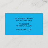 Fancy Script Bold Bright Blue Chic Minimal Visitekaartje (Achterkant)