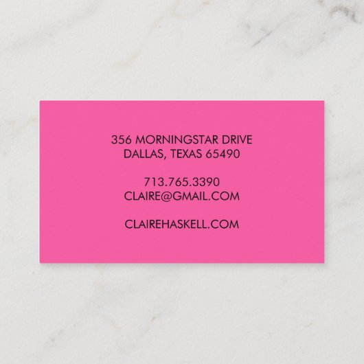 Fancy Script Bold Hot Pink Chic Minimal Visitekaartje (Achterkant)