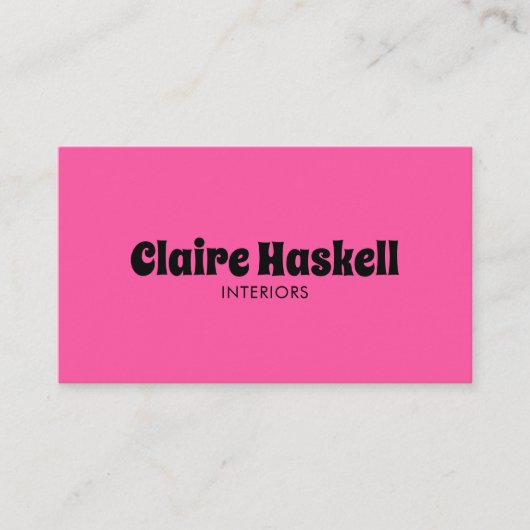Fancy Script Bold Hot Pink Chic Minimal Visitekaartje (Voorkant)