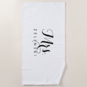Fancy Script Calligrafie Minimalistische Strandhan Strandlaken (Voorkant)
