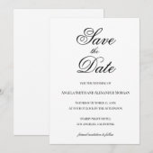 Fancy Script Calligrafie Zwart en Wit Save The Date (Voorkant / Achterkant)