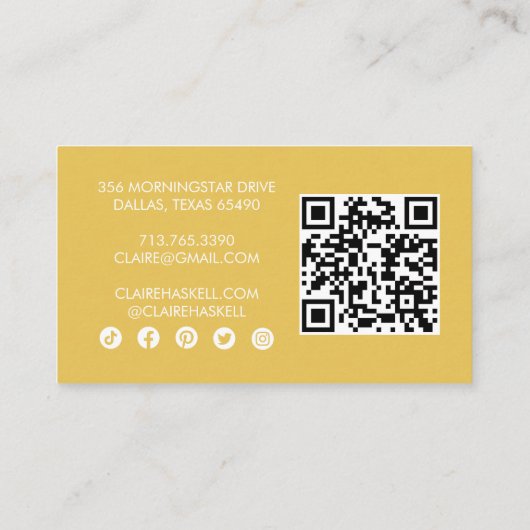 Fancy script chique mosterd bestellen dank u minim visitekaartje (Achterkant)