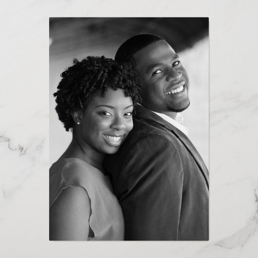 Fancy script en foto's | Weddengeld Folie Uitnodiging (Achterkant)