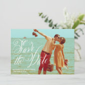Fancy script | Foto Opslaan Datum bekendmaking Save The Date (Staand voorkant)