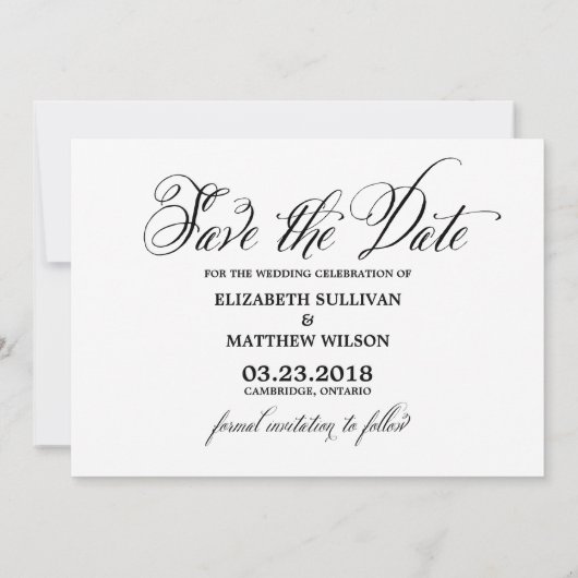 Fancy script | Foto Opslaan Datum bekendmaking Save The Date (Achterkant)