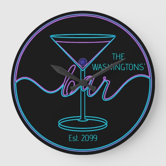 Fancy Script Fun Bar Grote wandklok Klok (Voorkant)