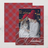 Fancy Script Geplaatst Custom Christmas Wenskaart Feestdagenkaart (Voorkant / Achterkant)