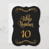 Fancy Script Glitter Tabel nummer 10 Recepties Kaart (Achterkant)