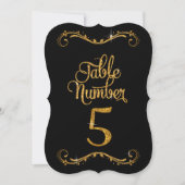 Fancy Script Glitter Tabel nummer 5 Recepties Kaart (Voorkant)