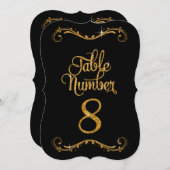 Fancy Script Glitter Tabel Nummer 8 Recepties Kaart (Voorkant / Achterkant)