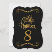Fancy Script Glitter Tabel Nummer 8 Recepties Kaart (Achterkant)