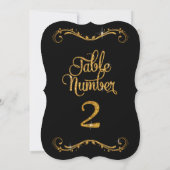 Fancy script Glitter Table Number 2 Recepties Kaart (Achterkant)
