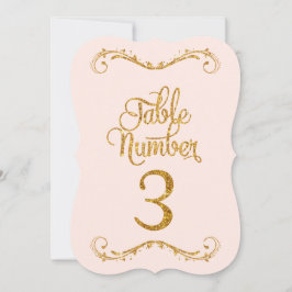 Fancy script Glitter Table Number 3 Weddenschappen Kaart