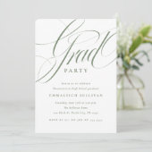 Fancy Script Groene Afstudeerfeest Kaart (Staand voorkant)