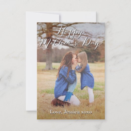 Fancy Script Joyeux Carte photo de la fête des mèr (Devant)