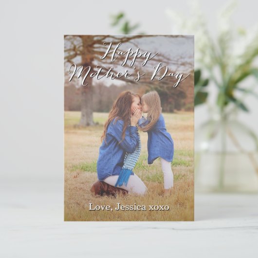 Fancy Script Joyeux Carte photo de la fête des mèr (Debout devant)