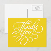 Fancy Script Lemon Yellow Thank You Card Briefkaart (Voorkant / Achterkant)
