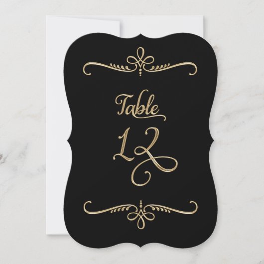 Fancy Script Lettering Tabel nummer 12 Recepties Kaart (Voorkant)