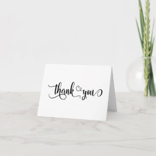 Fancy Script Letters Zwart & Wit Dank Je Wel Bedankkaart